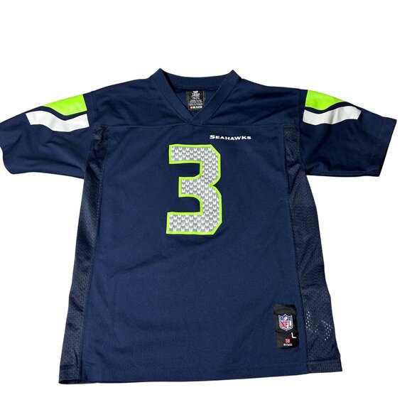 Seattle Seahawks Youth Jersey L (14/16) Navy Blue Russell Wilson #3 NFL Football - Picture 1 of 12